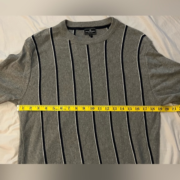 British Invasion Gray Striped Crew Neck Sweater - Picture 3 of 6